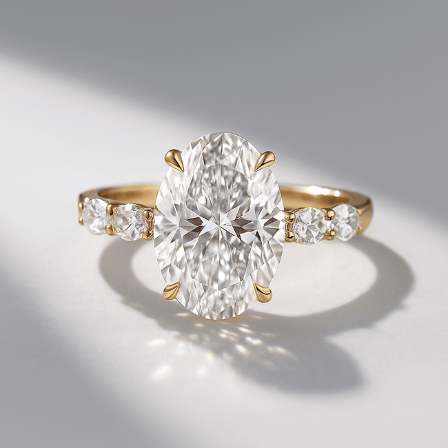 4 Carat Oval Lab Diamond Engagement Ring 14K Gold Prong Set - Mivaan Fine Jewelry