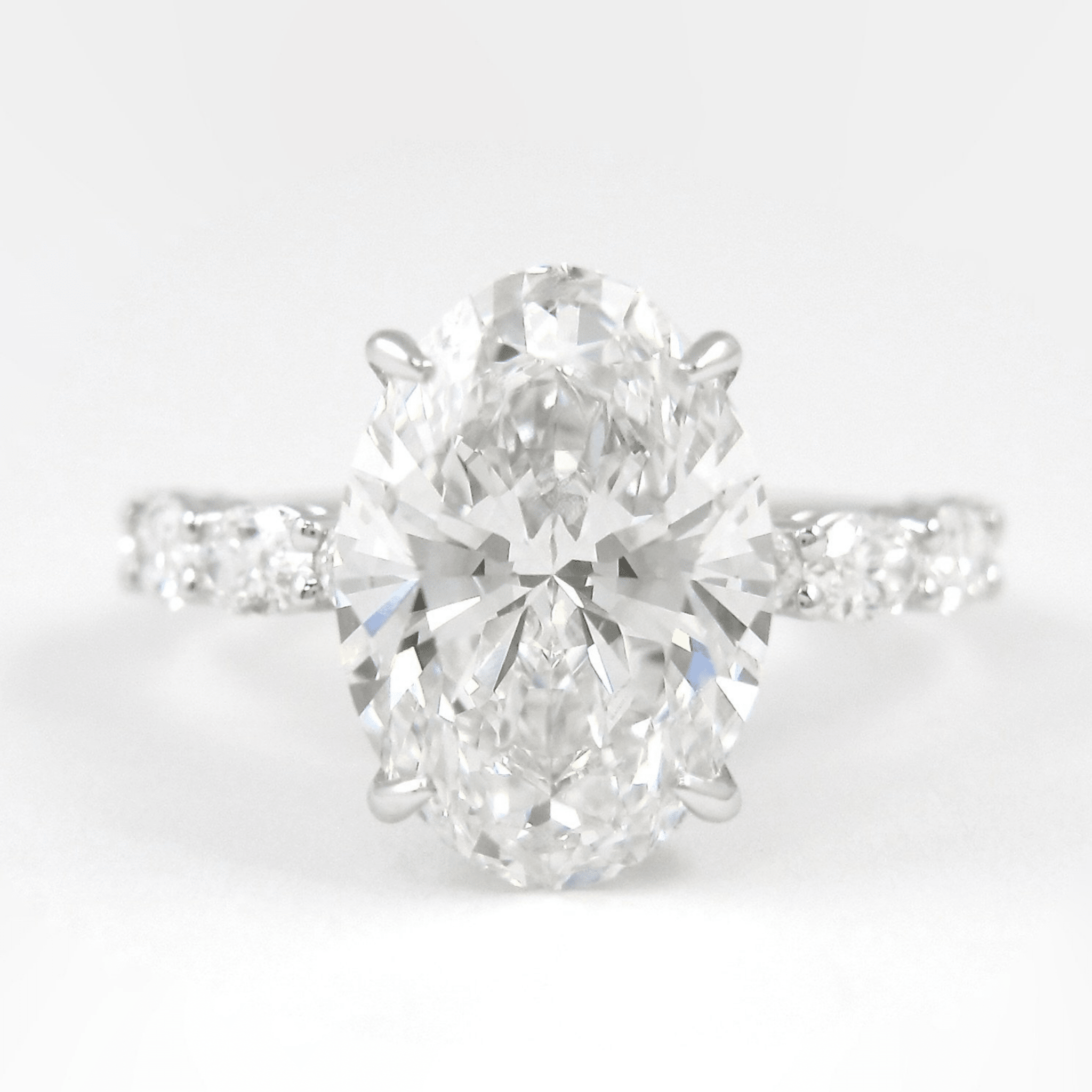 4 Carat Oval Lab Diamond Engagement Ring 14K Gold Prong Set - Mivaan Fine Jewelry