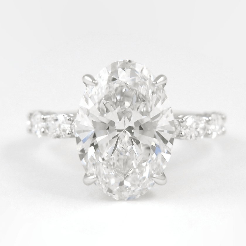 4 Carat Oval Lab Diamond Engagement Ring 14K Gold Prong Set - Mivaan Fine Jewelry