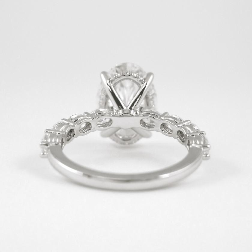 4 Carat Oval Lab Diamond Engagement Ring 14K Gold Prong Set - Mivaan Fine Jewelry