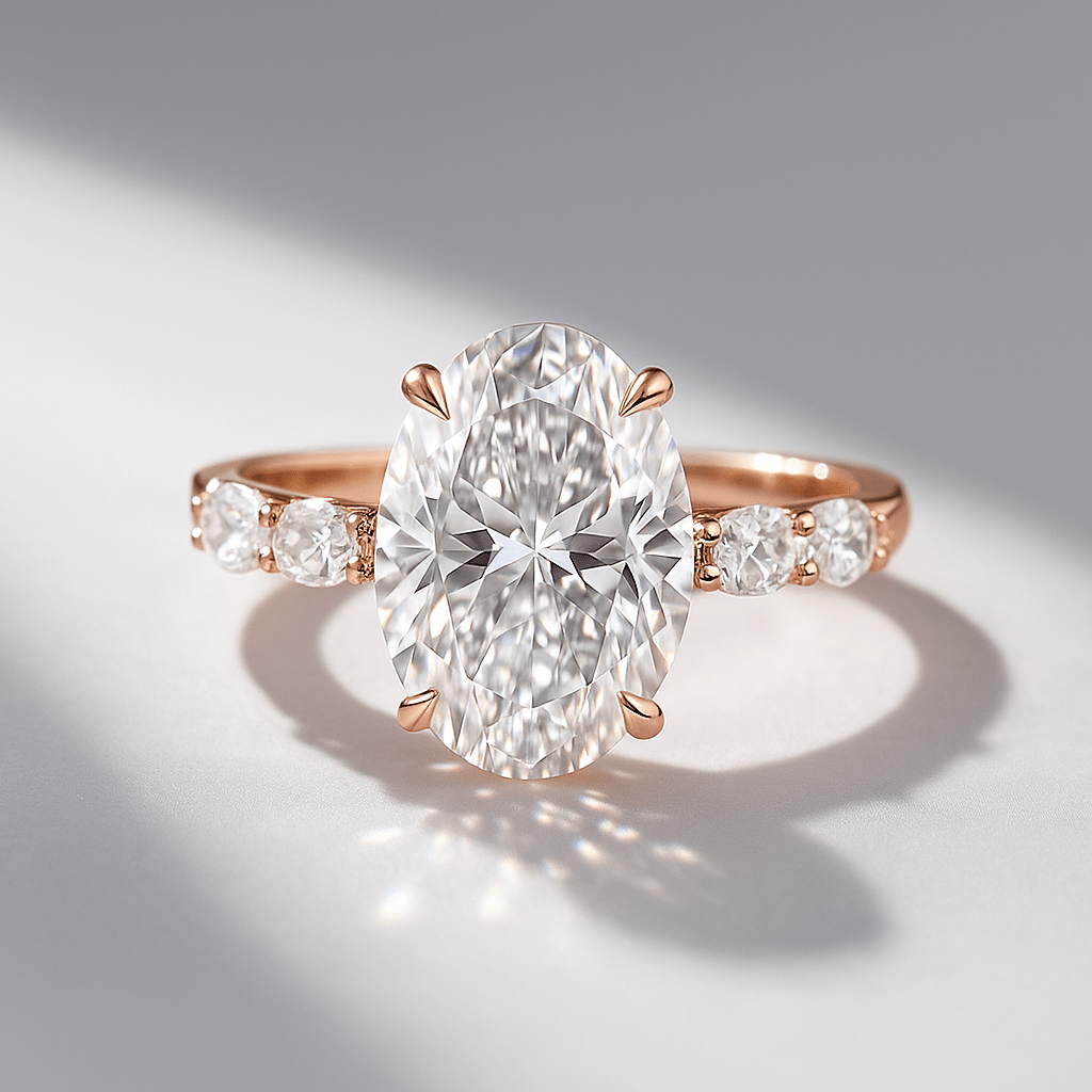 4 Carat Oval Lab Diamond Engagement Ring 14K Gold Prong Set - Mivaan Fine Jewelry