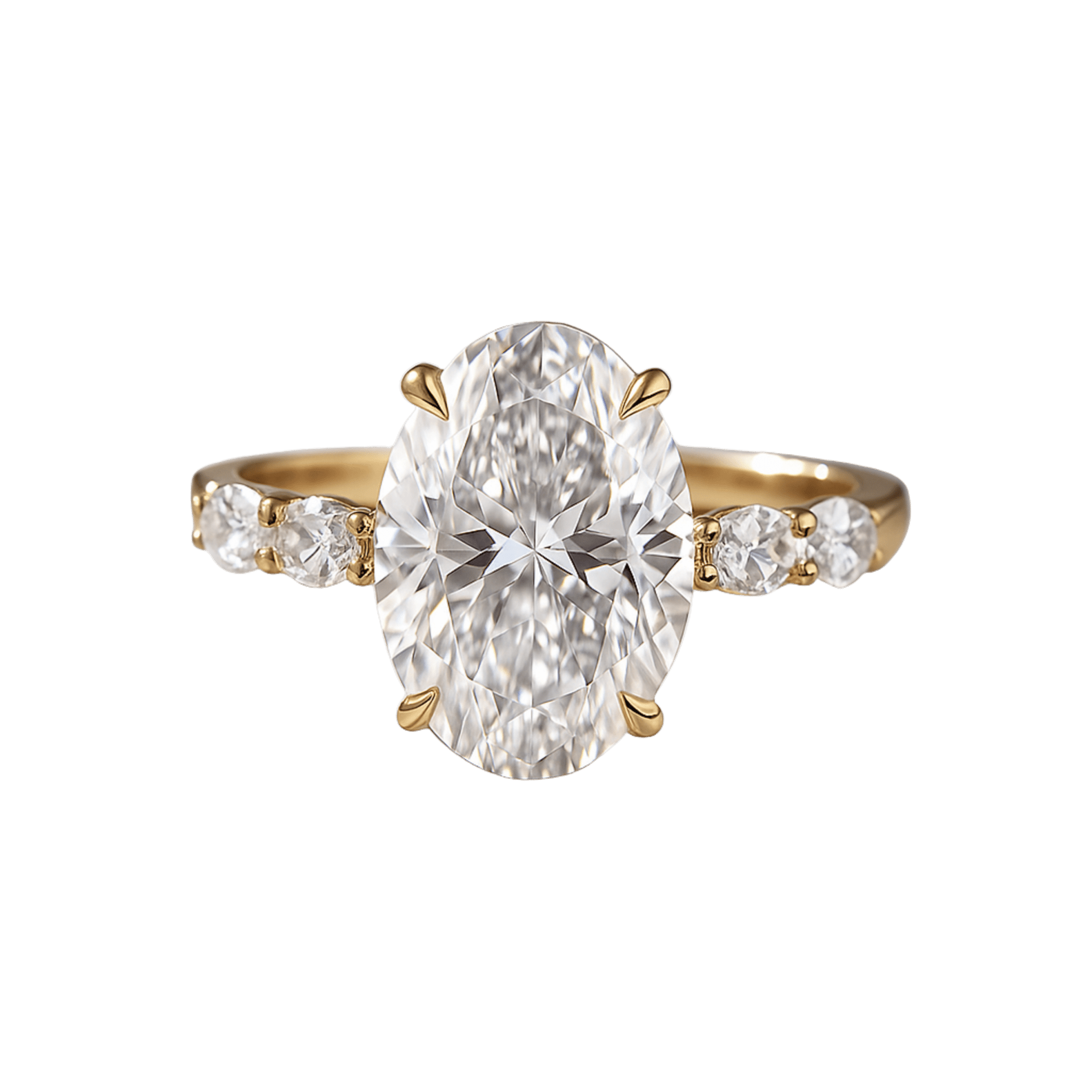 4 Carat Oval Lab Diamond Engagement Ring 14K Gold Prong Set - Mivaan Fine Jewelry