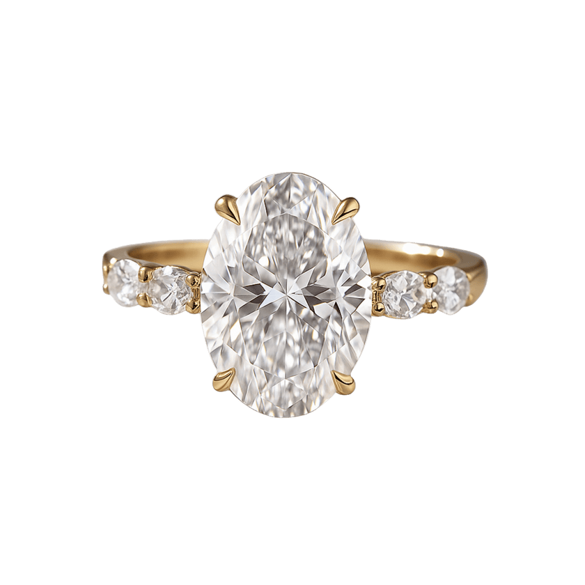 4 Carat Oval Lab Diamond Engagement Ring 14K Gold Prong Set - Mivaan Fine Jewelry