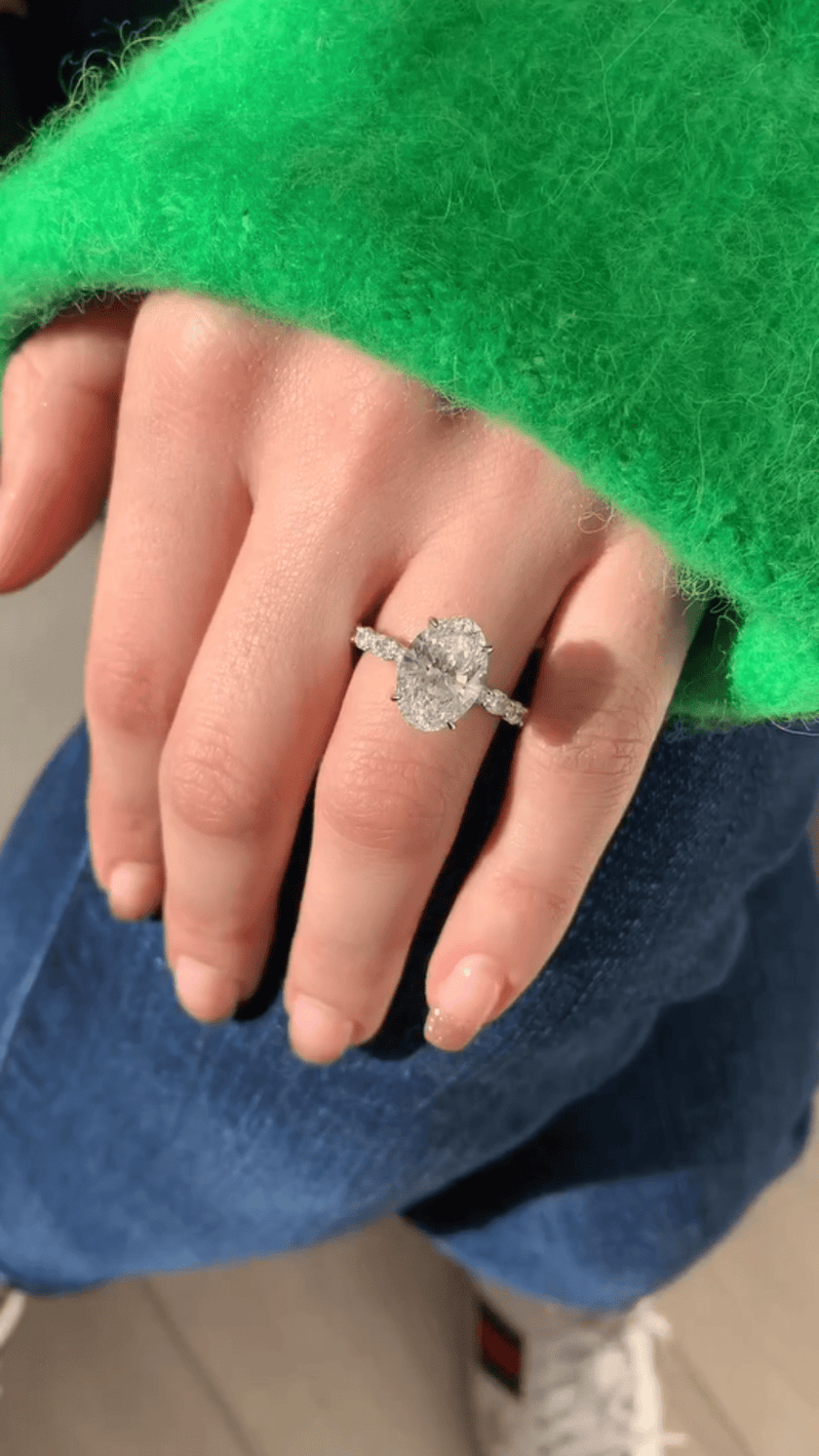 4 Carat Oval Lab Diamond Engagement Ring 14K Gold Prong Set - Mivaan Fine Jewelry
