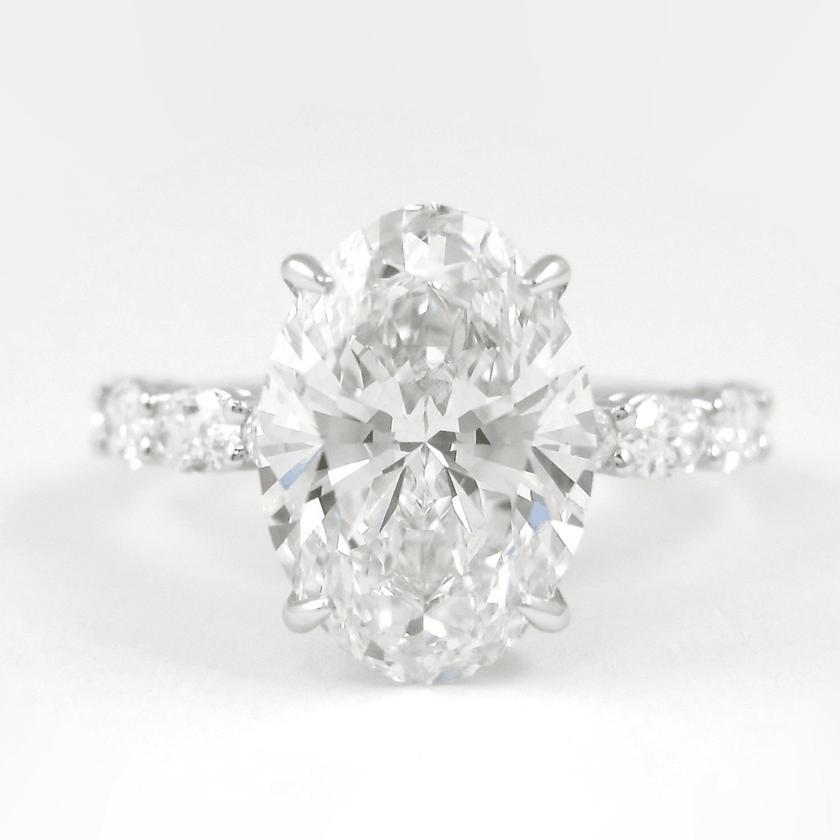 4 Carat Oval Lab Diamond Engagement Ring 14K Gold Prong Set - Mivaan Fine Jewelry