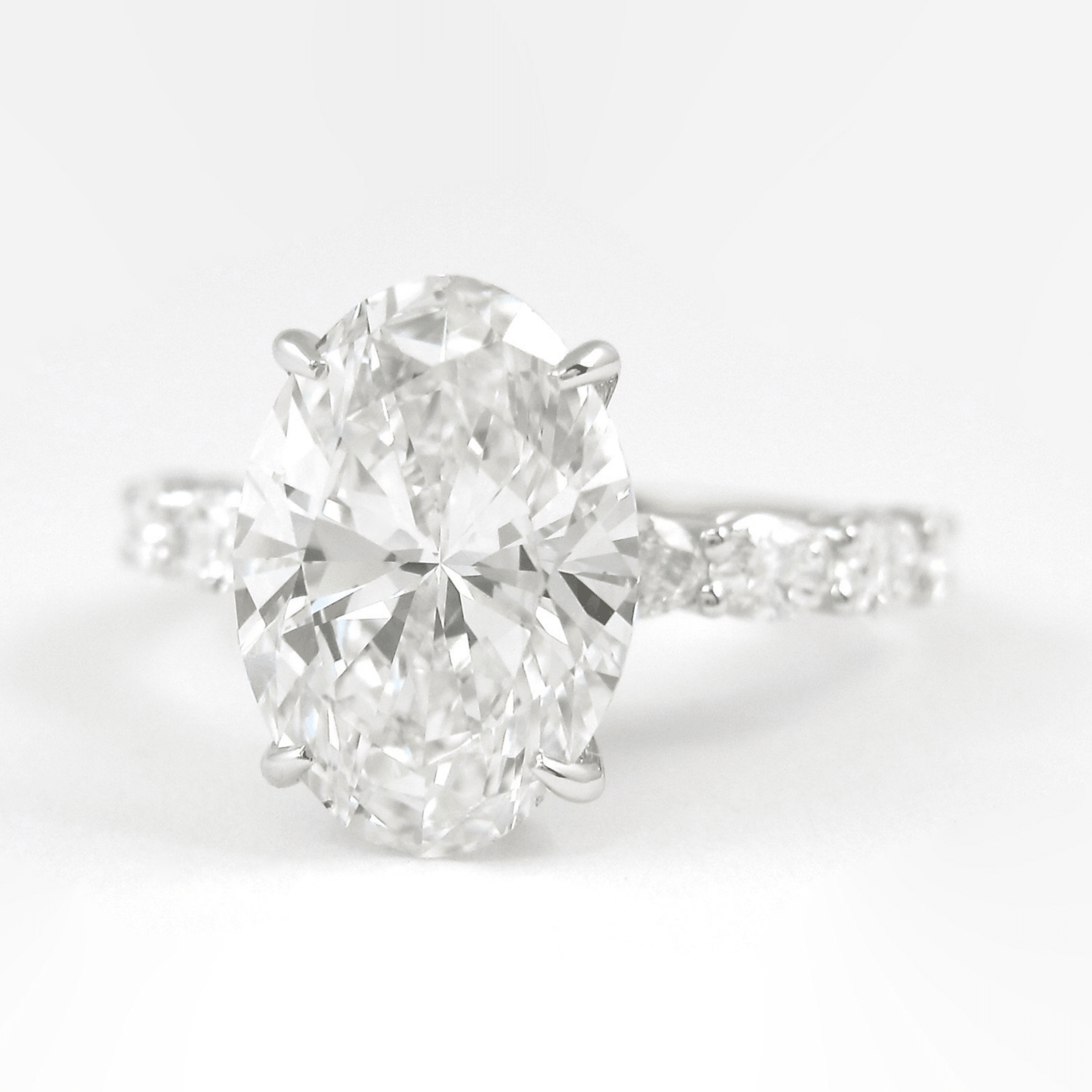4 Carat Oval Lab Diamond Engagement Ring 14K Gold Prong Set - Mivaan Fine Jewelry