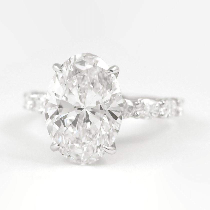4 Carat Oval Lab Diamond Engagement Ring 14K Gold Prong Set - Mivaan Fine Jewelry