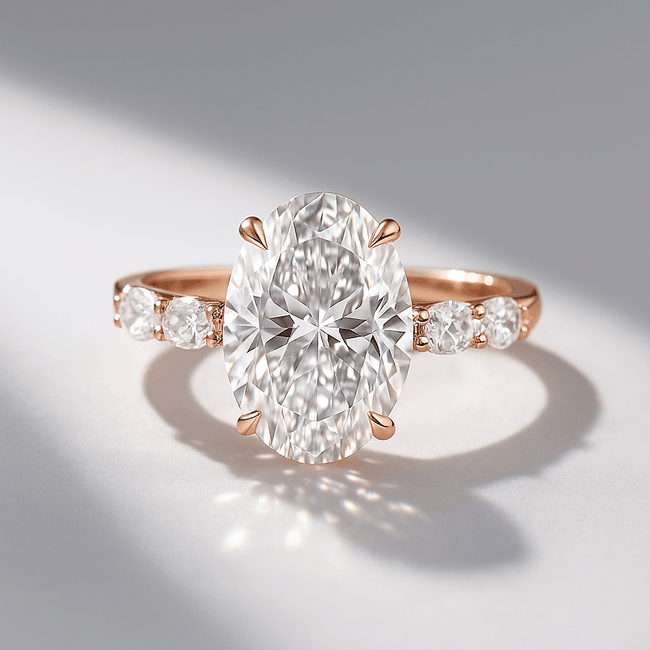 4 Carat Oval Lab Diamond Engagement Ring 14K Gold Prong Set - Mivaan Fine Jewelry