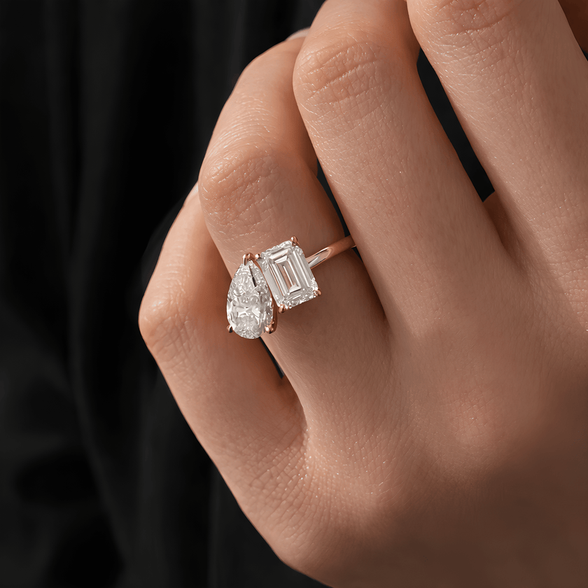 4 Carat Toi et Moi Radiant and Pear Cut Lab Grown Diamond Ring - Mivaan Fine Jewelry