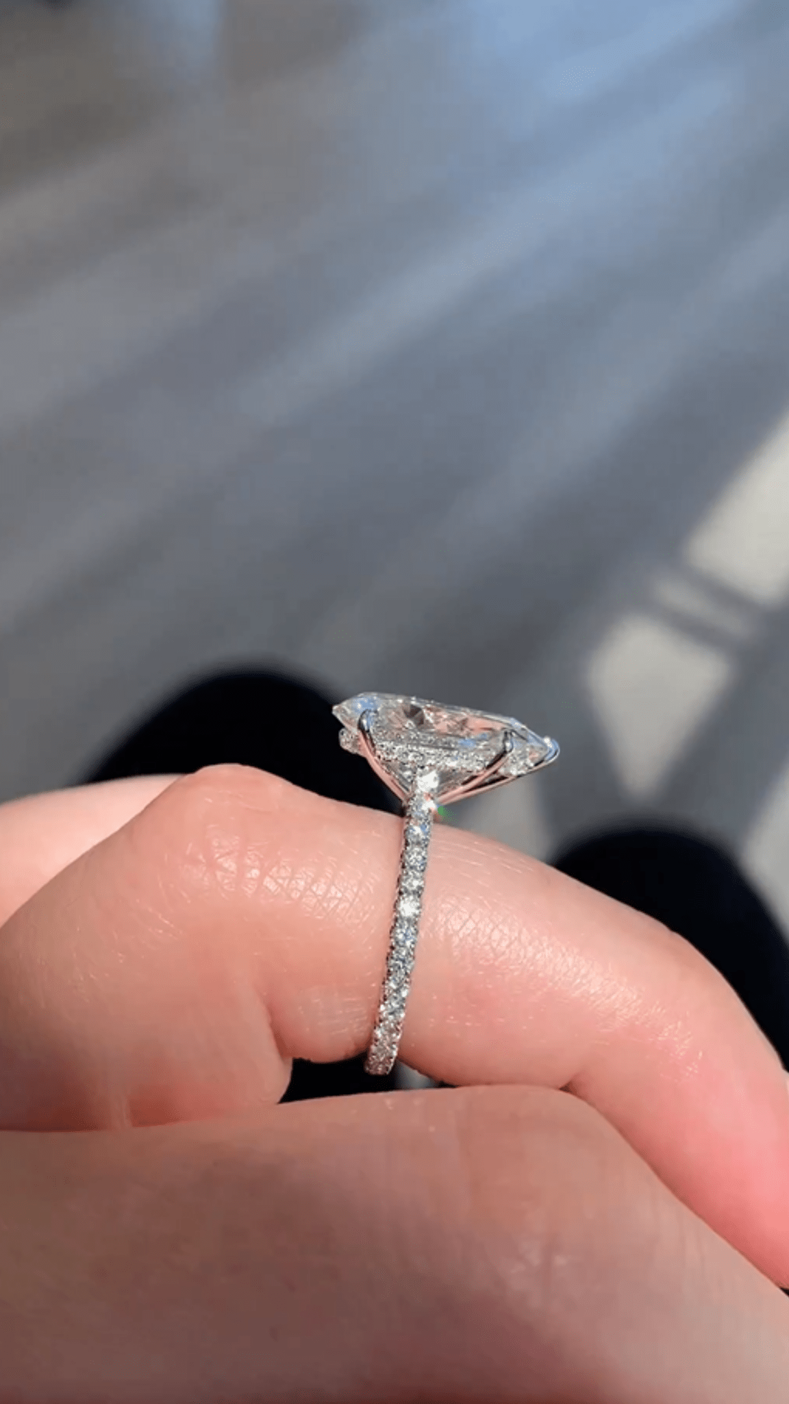 4.00 CT Pear Cut Hidden Halo Diamond Ring with Pave Band Ring - Mivaan Fine Jewelry