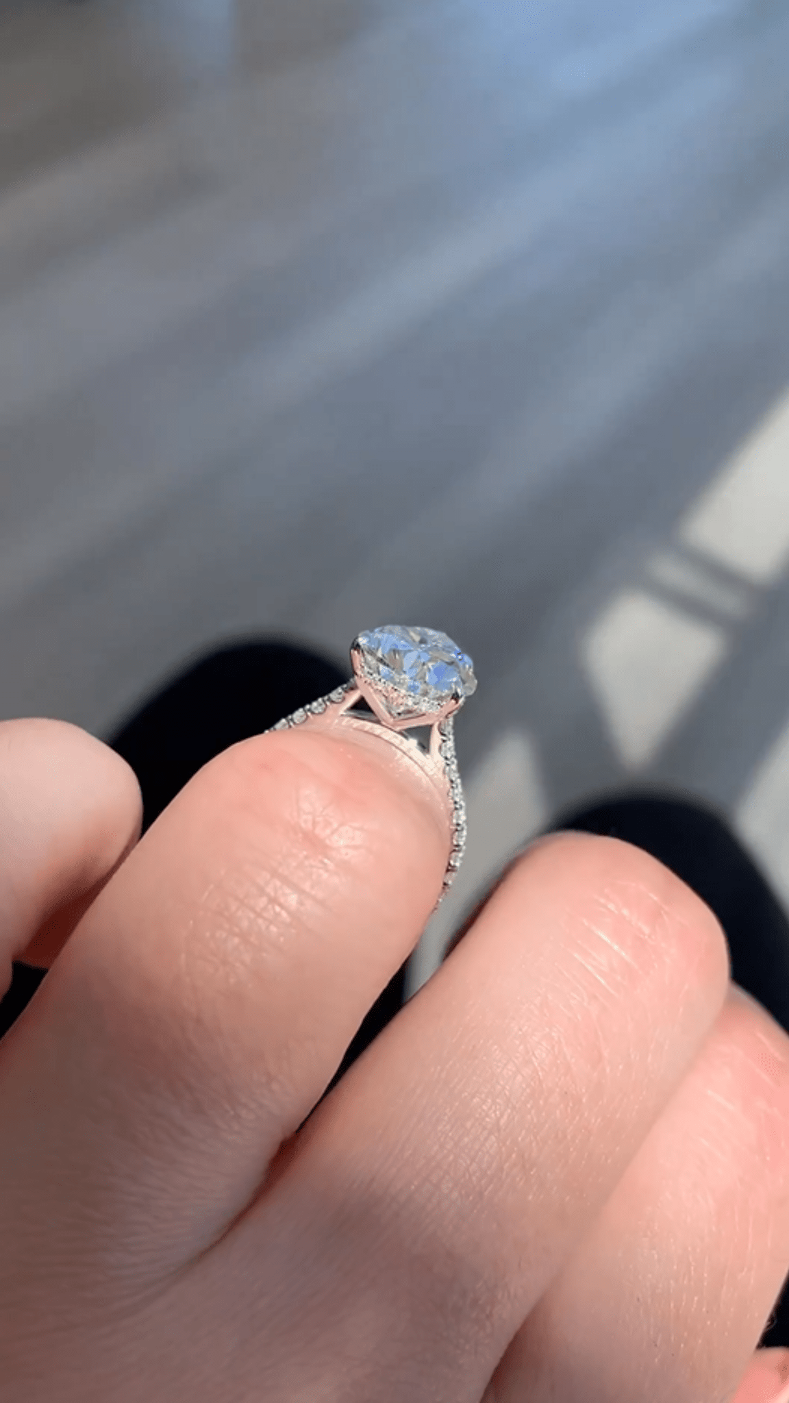 4.00 CT Pear Cut Hidden Halo Diamond Ring with Pave Band Ring - Mivaan Fine Jewelry