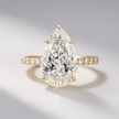 4.00 CT Pear Cut Hidden Halo Diamond Ring with Pave Band Ring - Mivaan Fine Jewelry
