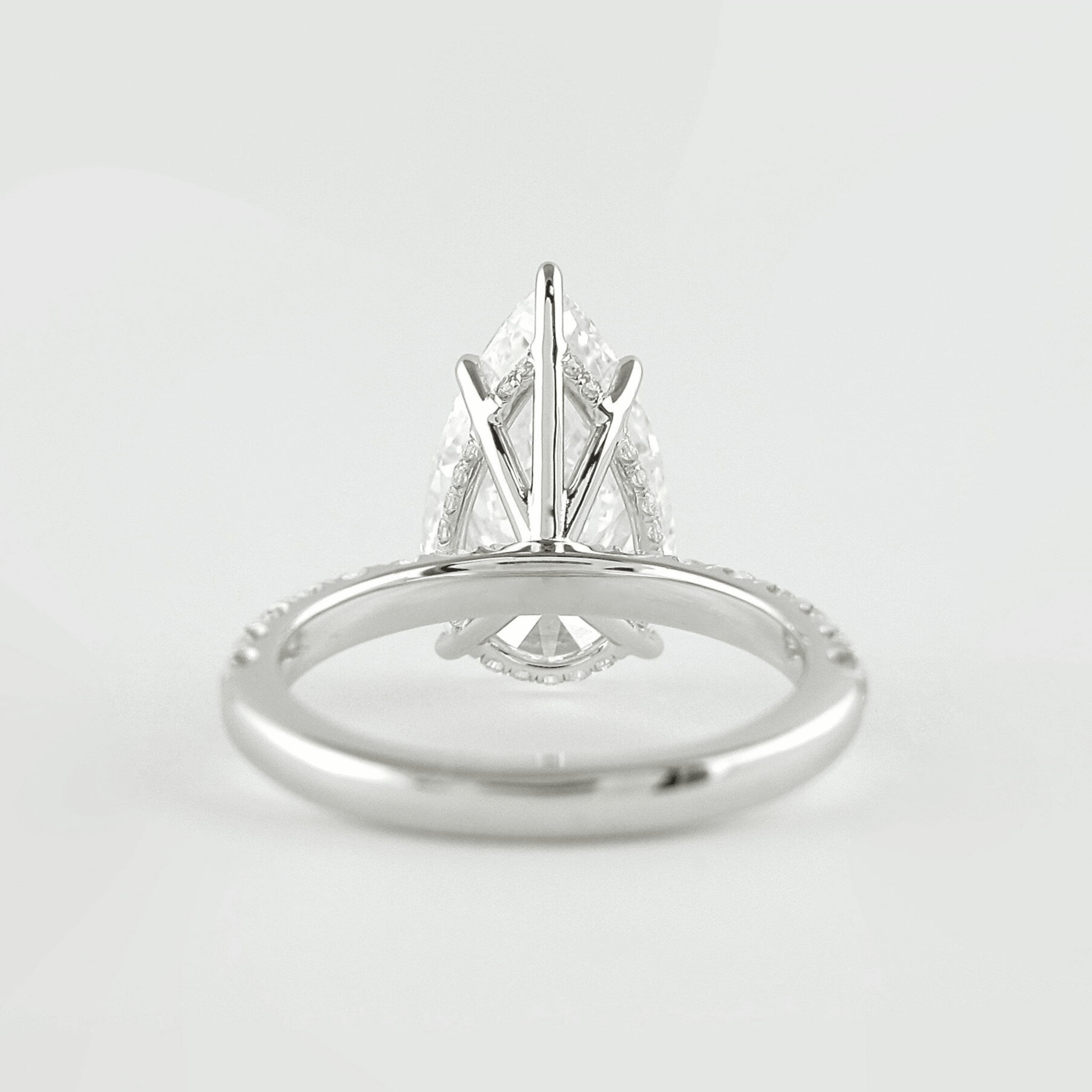 4.00 CT Pear Cut Hidden Halo Diamond Ring with Pave Band Ring - Mivaan Fine Jewelry