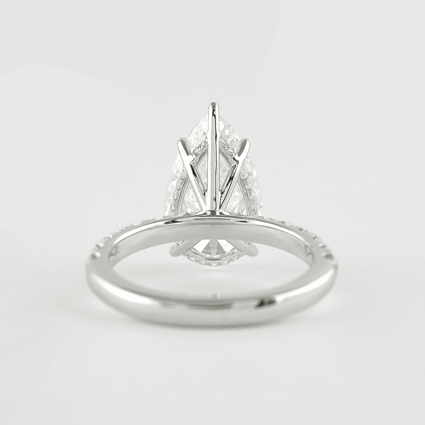 4.00 CT Pear Cut Hidden Halo Diamond Ring with Pave Band Ring - Mivaan Fine Jewelry