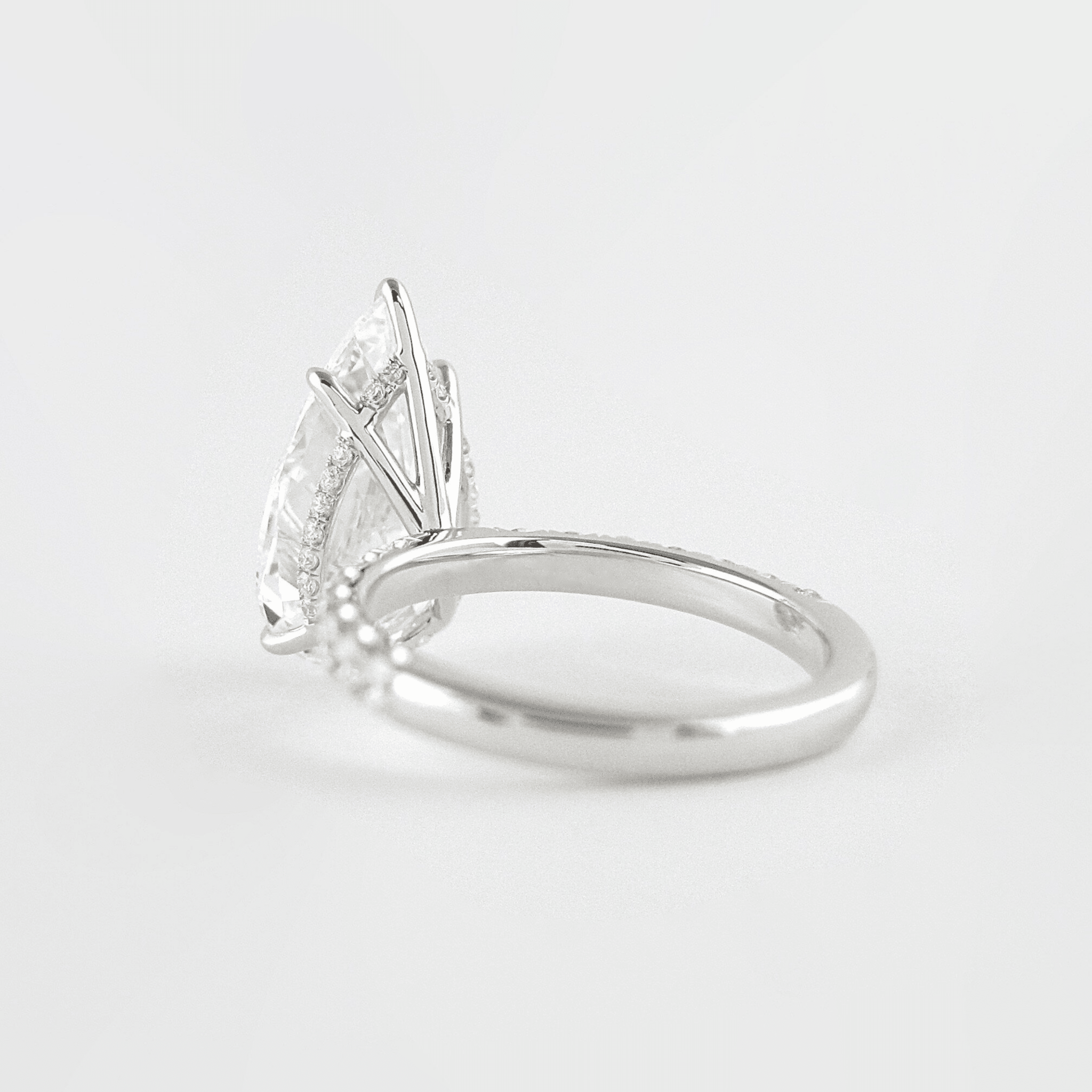 4.00 CT Pear Cut Hidden Halo Diamond Ring with Pave Band Ring - Mivaan Fine Jewelry