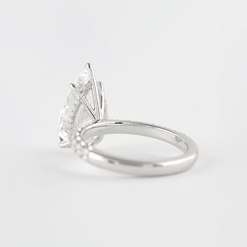4.00 CT Pear Cut Hidden Halo Diamond Ring with Pave Band Ring - Mivaan Fine Jewelry