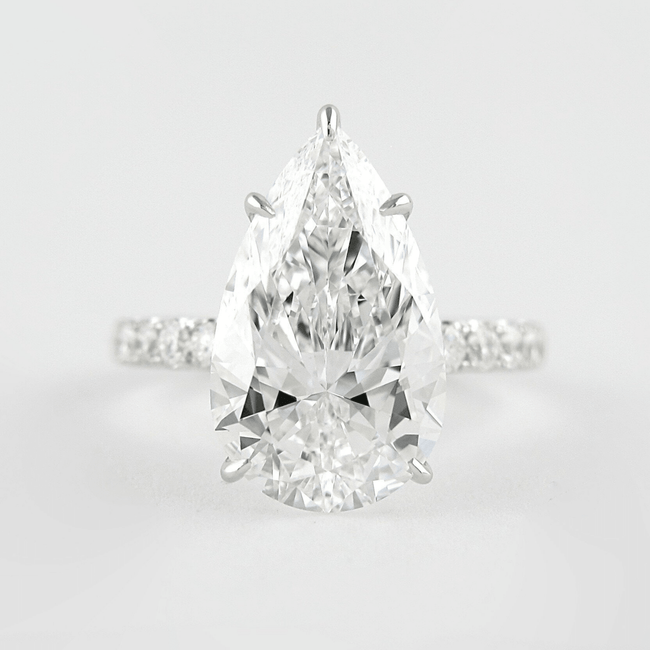 4.00 CT Pear Cut Hidden Halo Diamond Ring with Pave Band Ring - Mivaan Fine Jewelry