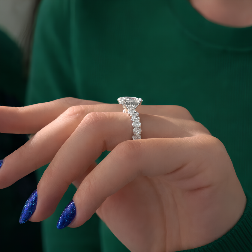 3 Carat Oval Cut Lab Grown Diamond Engagement Ring in 14K Solid Gold