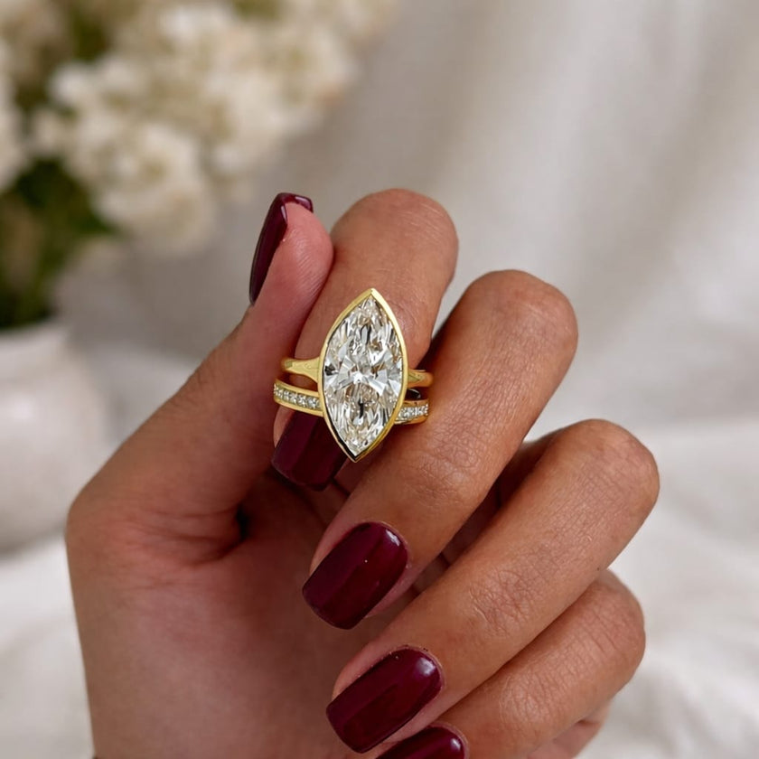 5 Carat Marquise Cut Lab Grown Diamond Engagement Ring - Mivaan Fine Jewelry
