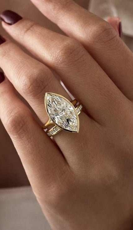 5 Carat Marquise Cut Lab Grown Diamond Engagement Ring - Mivaan Fine Jewelry