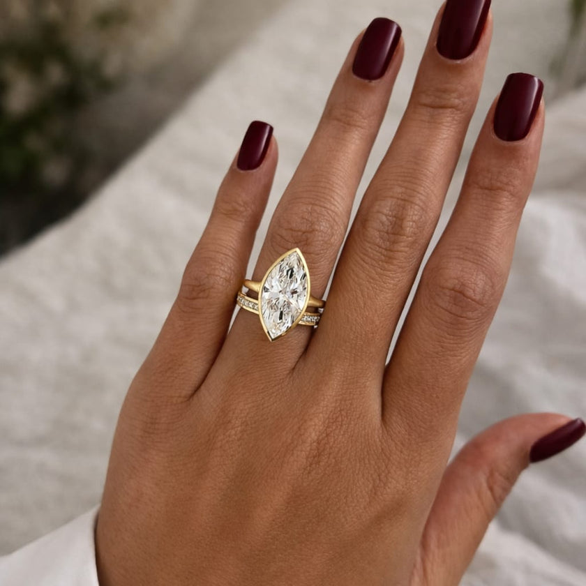 5 Carat Marquise Cut Lab Grown Diamond Engagement Ring - Mivaan Fine Jewelry