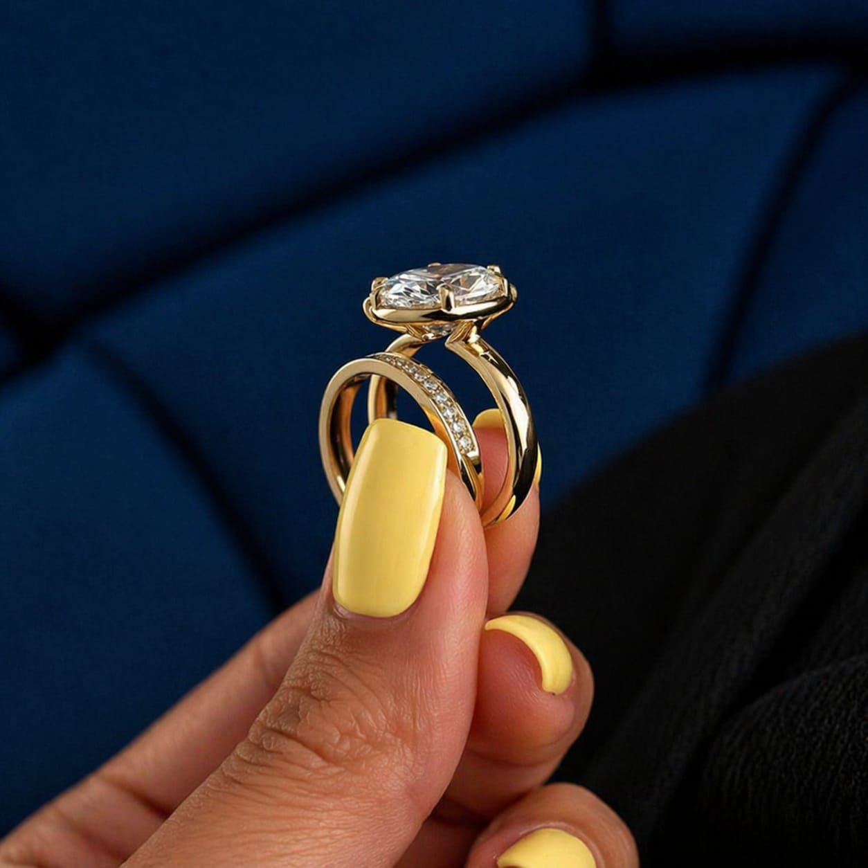 5 Carat Oval Lab Grown Diamond Prong Bezel Set Ring - Mivaan Fine Jewelry