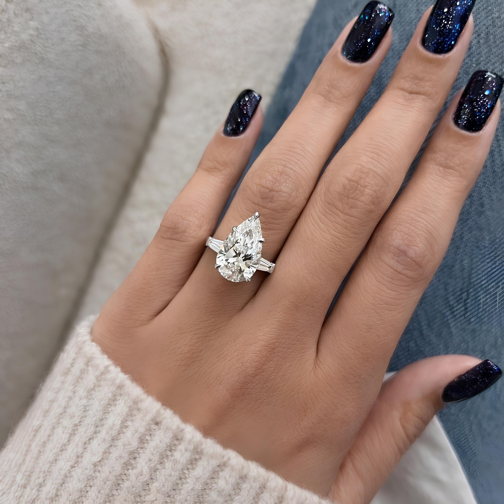 5 Carat Pear Cut Lab Grown Diamond Three Stone Engagement Ring - Mivaan Fine Jewelry