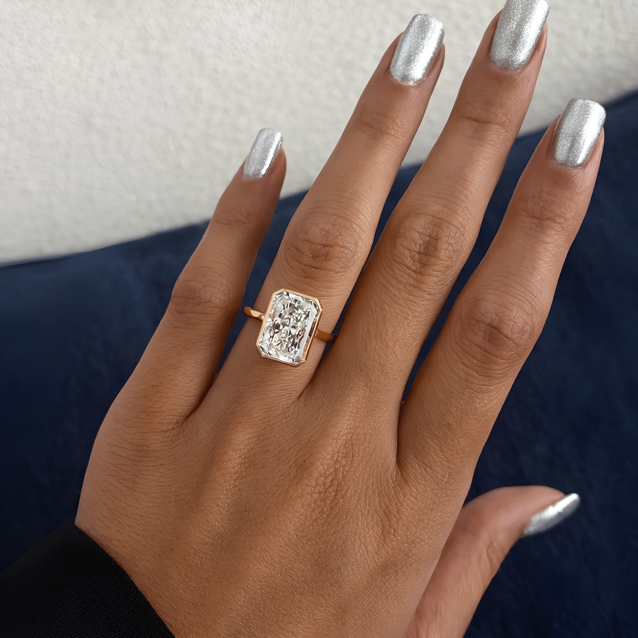5 Carat Radiant Cut Lab Grown Diamond Bezel Set Ring for Women - Mivaan Fine Jewelry