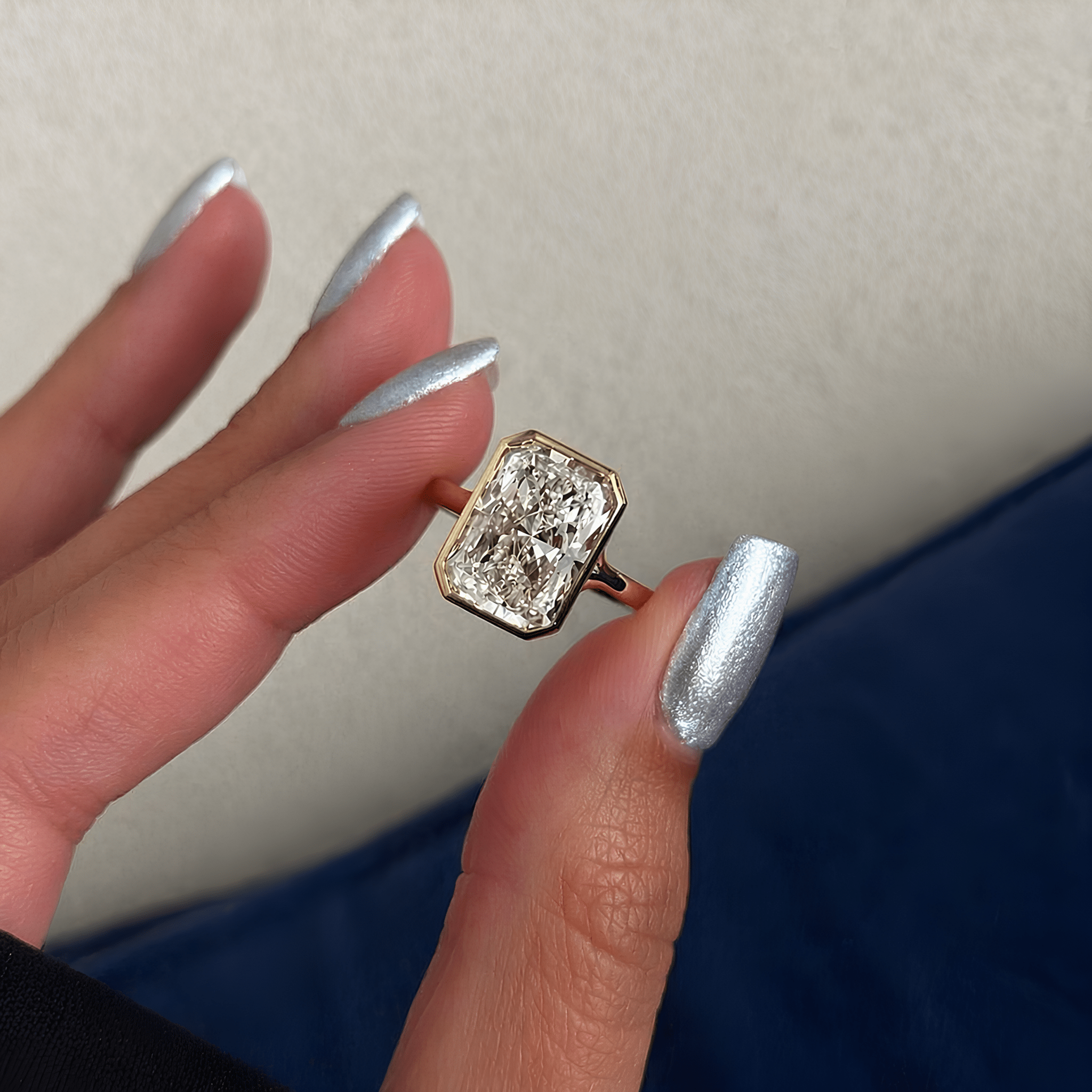 5 Carat Radiant Cut Lab Grown Diamond Bezel Set Ring for Women - Mivaan Fine Jewelry