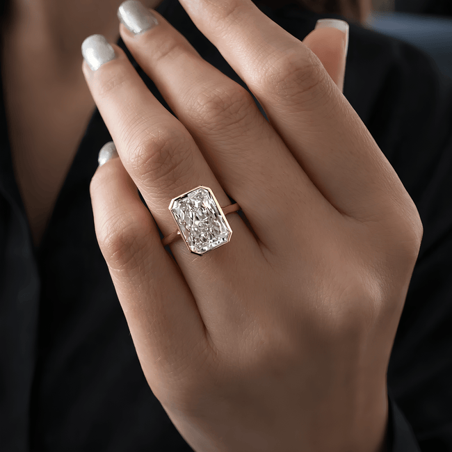 5 Carat Radiant Cut Lab Grown Diamond Bezel Set Ring for Women - Mivaan Fine Jewelry