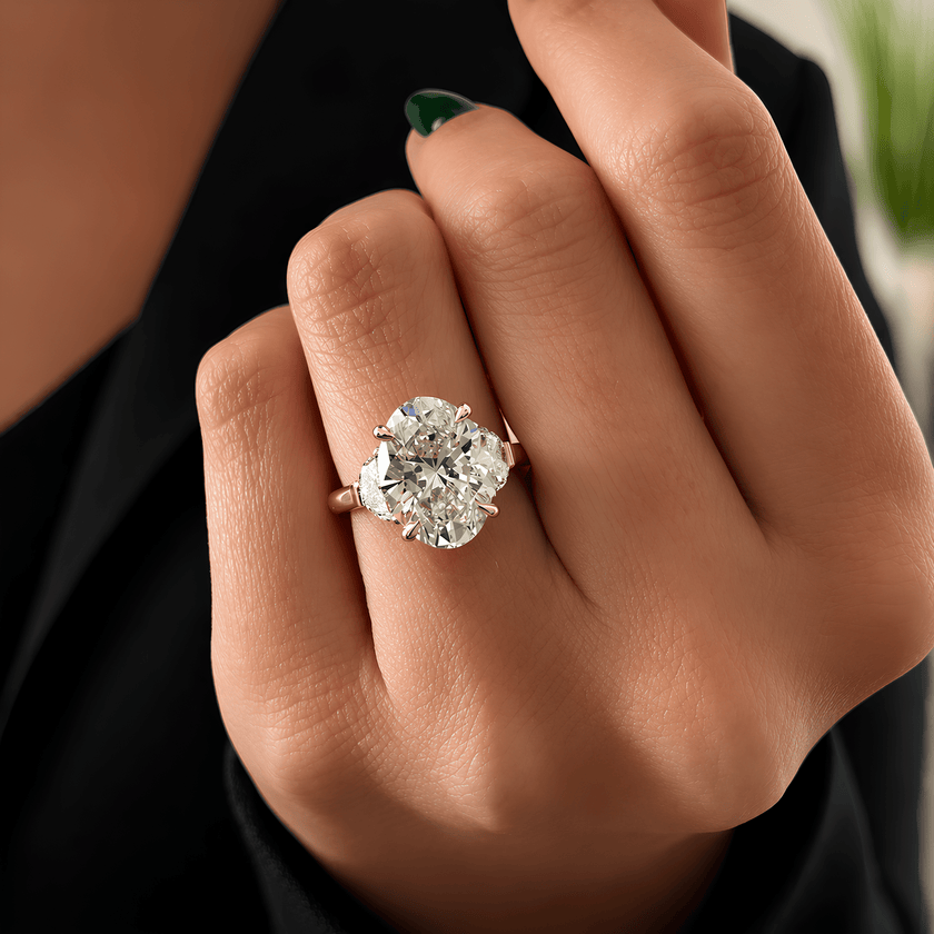 7 Carat Oval Cut Lab Grown Diamond Solitaire Prong Set Ring for Women - Mivaan Fine Jewelry
