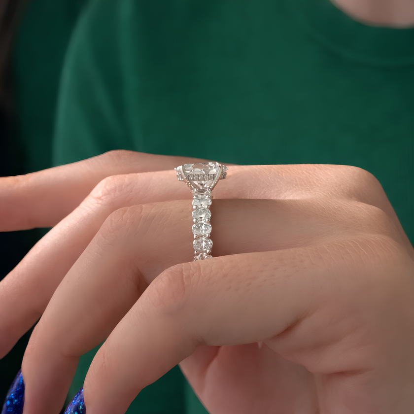 3 Carat Oval Cut Lab Grown Diamond Engagement Ring in 14K Solid Gold