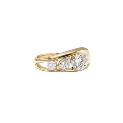 1.40 Carat Round, Pear & Asscher Cut Lab Grown Diamond Three Stone Band - Mivaan Fine Jewelry