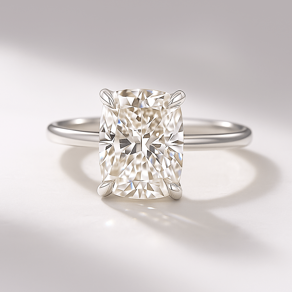 Elongated Cushion 2 Carat Lab Diamond Ring Sleek Minimal Design - Mivaan Fine Jewelry