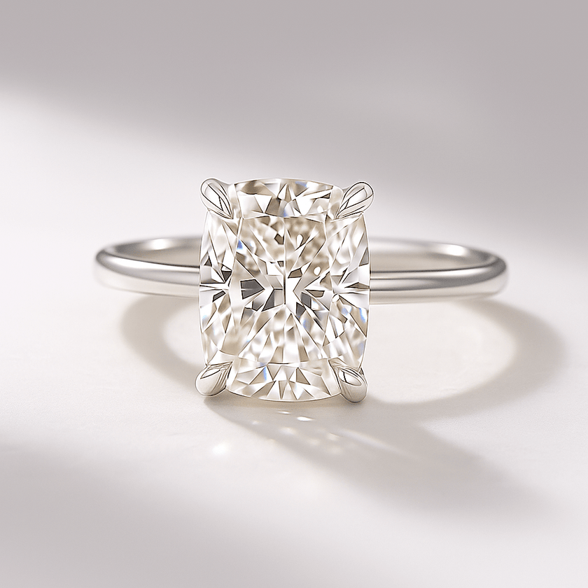 Elongated Cushion 2 Carat Lab Diamond Ring Sleek Minimal Design - Mivaan Fine Jewelry