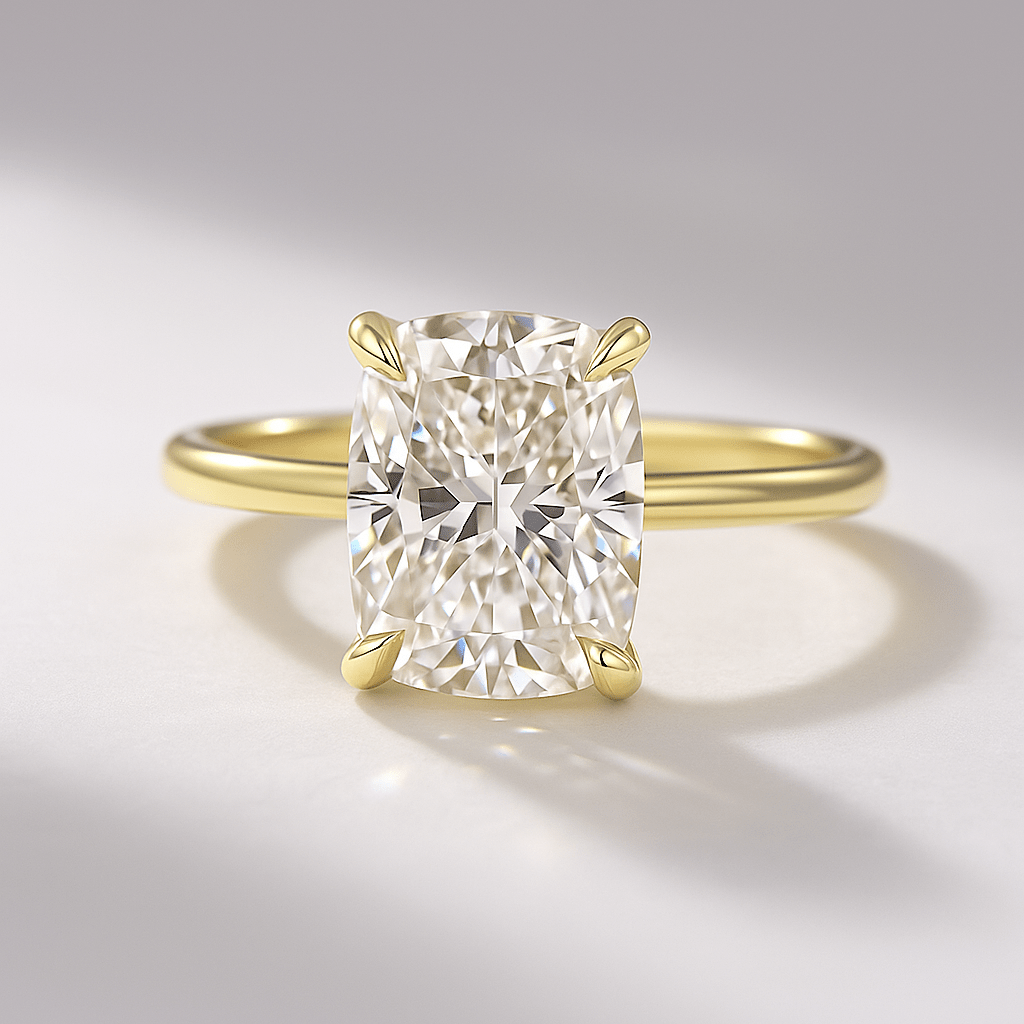 Elongated Cushion 2 Carat Lab Diamond Ring Sleek Minimal Design - Mivaan Fine Jewelry