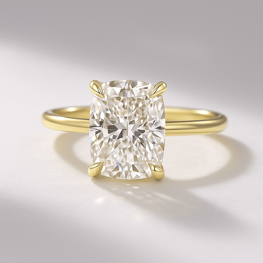 Elongated Cushion 2 Carat Lab Diamond Ring Sleek Minimal Design - Mivaan Fine Jewelry