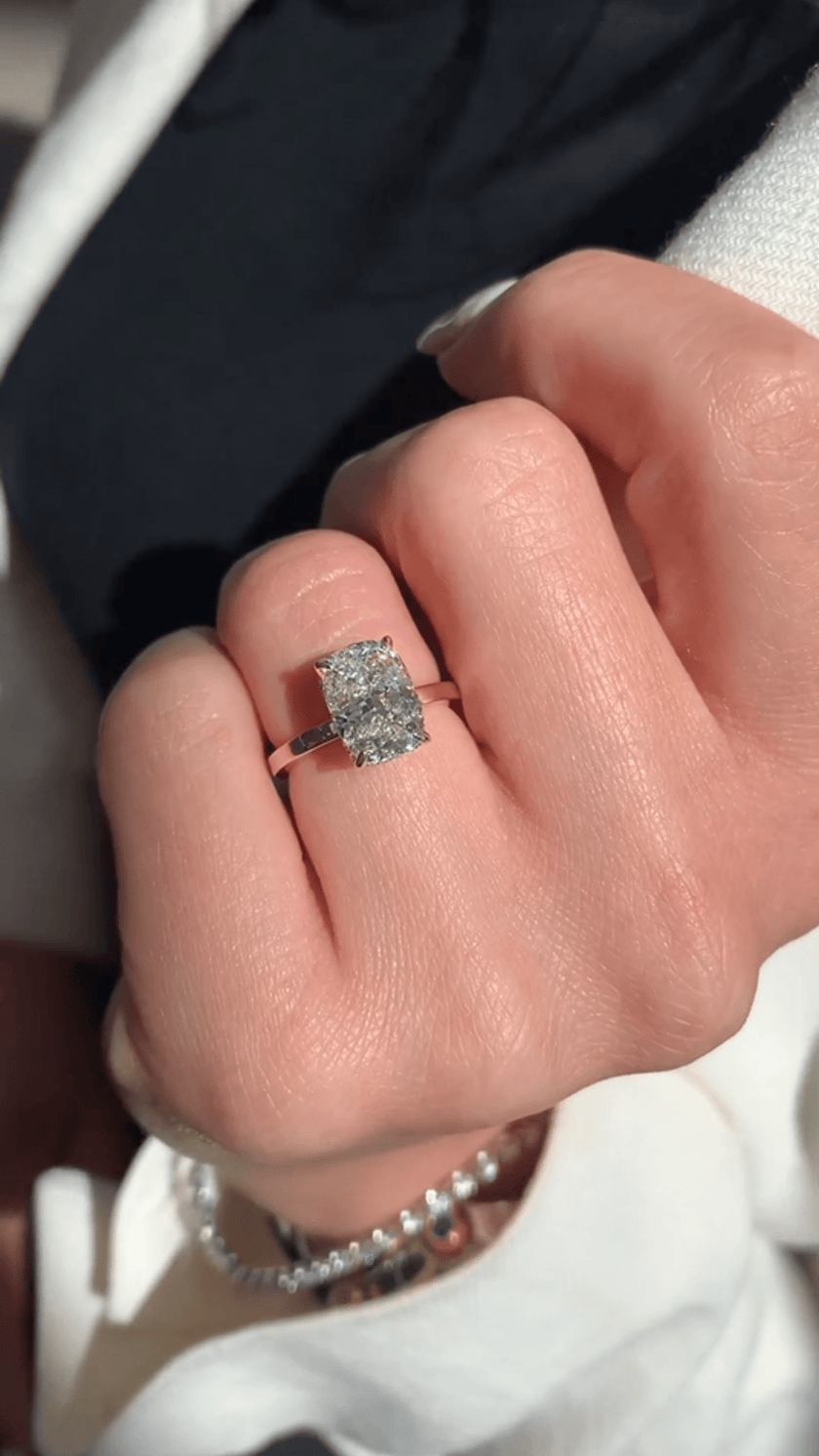 Elongated Cushion 2 Carat Lab Diamond Ring Sleek Minimal Design - Mivaan Fine Jewelry