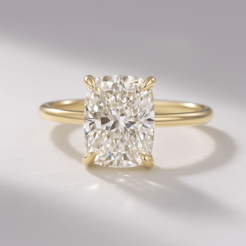 Elongated Cushion 2 Carat Lab Diamond Ring Sleek Minimal Design - Mivaan Fine Jewelry