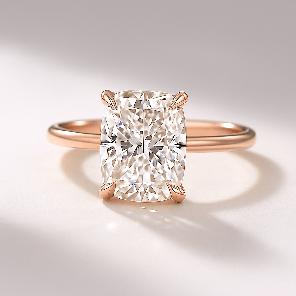 Elongated Cushion 2 Carat Lab Diamond Ring Sleek Minimal Design - Mivaan Fine Jewelry