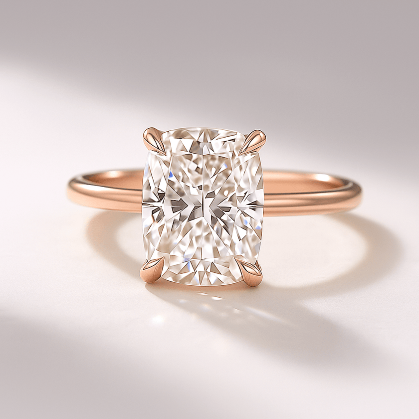 Elongated Cushion 2 Carat Lab Diamond Ring Sleek Minimal Design - Mivaan Fine Jewelry