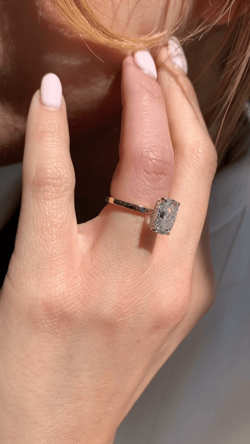Elongated Cushion 2 Carat Lab Diamond Ring Sleek Minimal Design - Mivaan Fine Jewelry