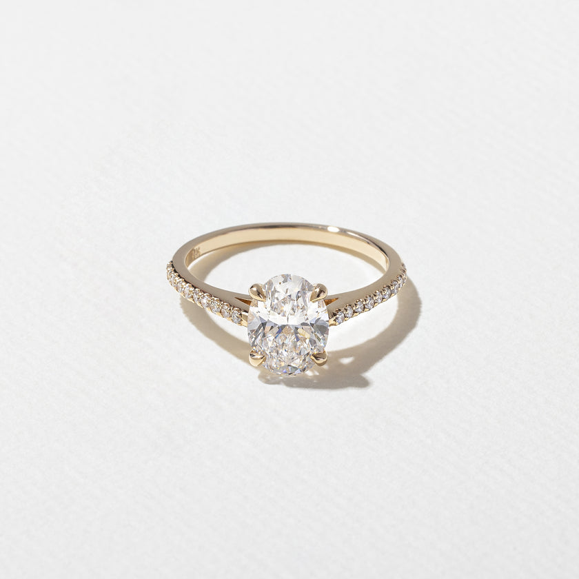 1.55 Carat Oval Cut Lab Grown Diamond Pavé Ring in Solid Gold
