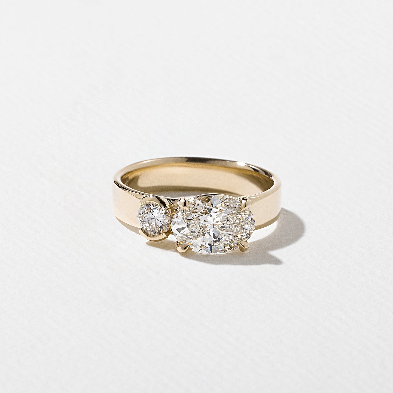 1.60 Carat Oval Cut Lab Diamond Toi et Moi Ring with Round Diamond