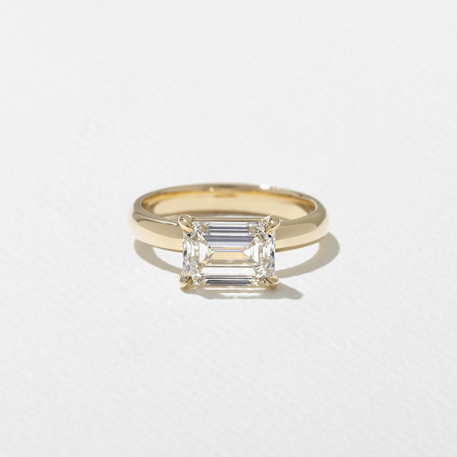2 Carat Emerald Cut Lab Grown Diamond Solitaire Ring in Solid Gold