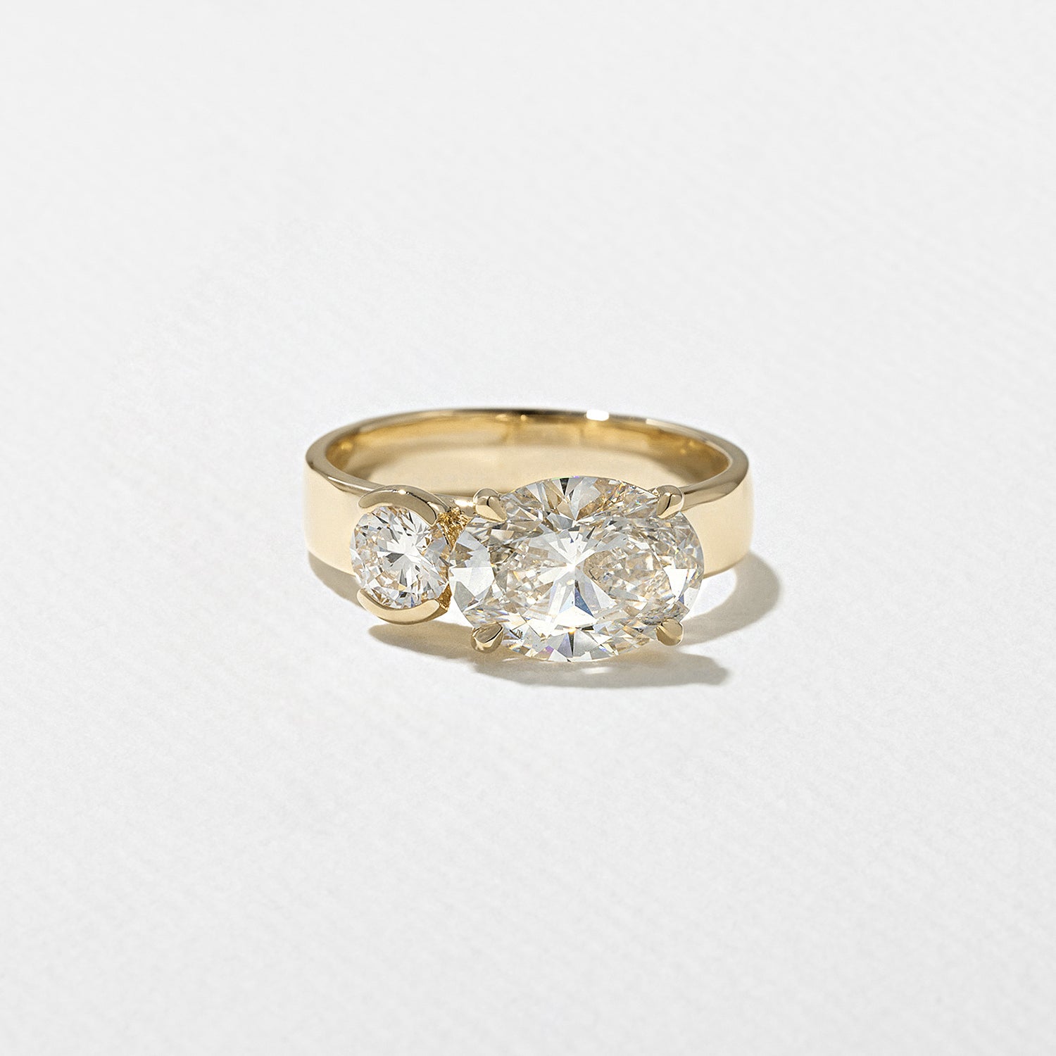 2.30 Carat Oval Cut Lab Diamond Dual Stone Ring in Solid Gold