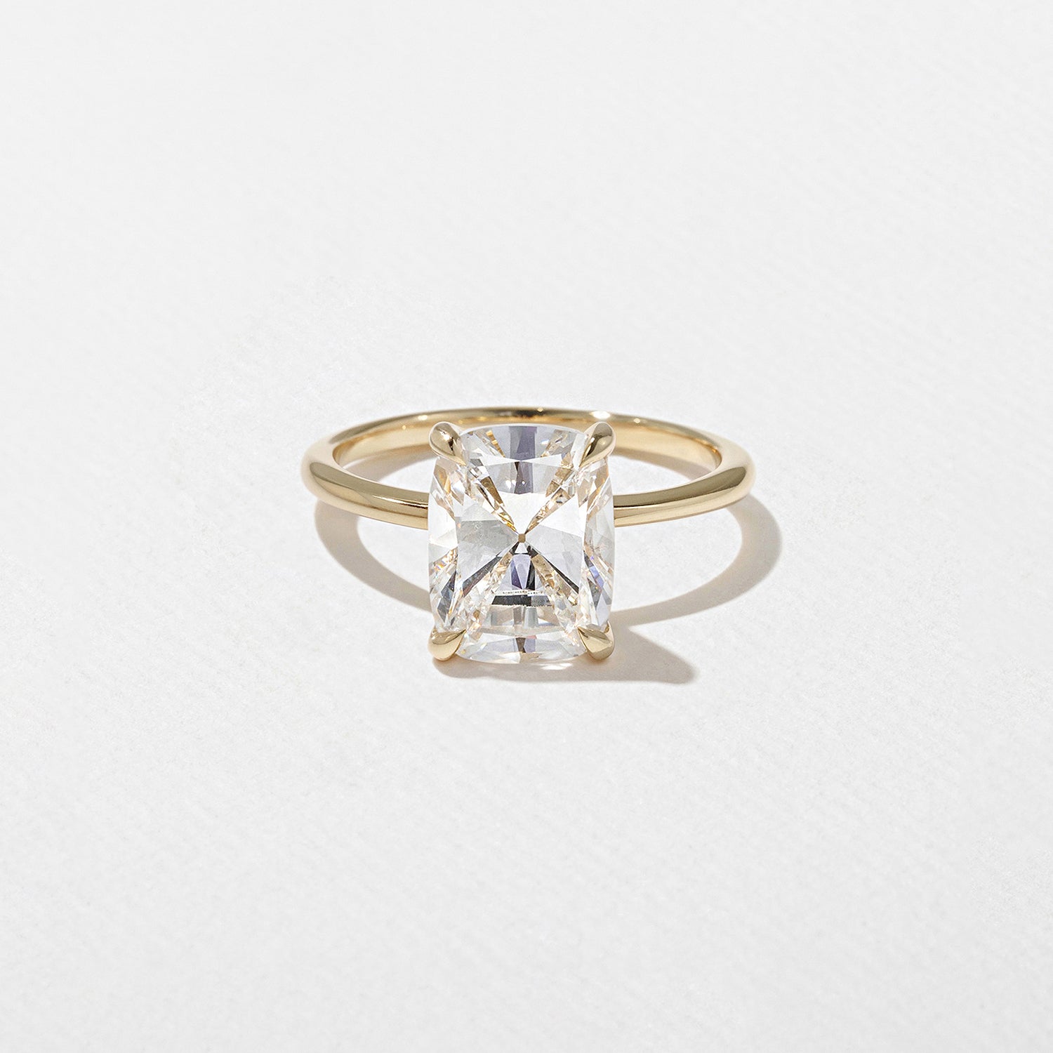 3 Carat Cushion Cut Lab Diamond Solitaire Ring in Solid Gold