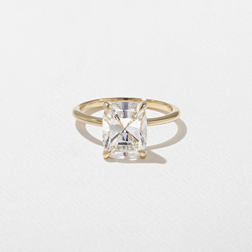 3 Carat Cushion Cut Lab Diamond Solitaire Ring in Solid Gold