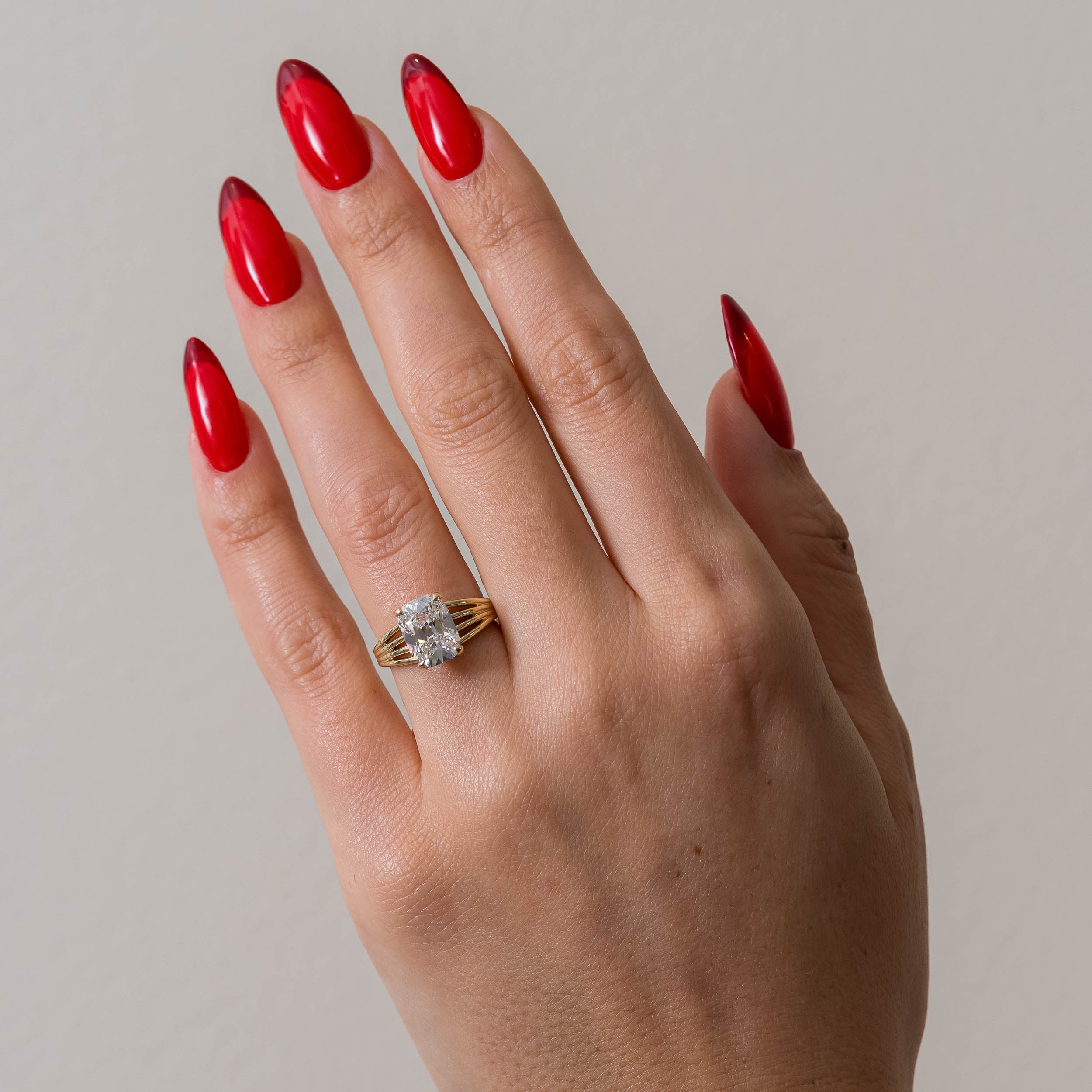 3 Carat Cushion Cut Lab Diamond Solitaire Ring Multi Band Ring